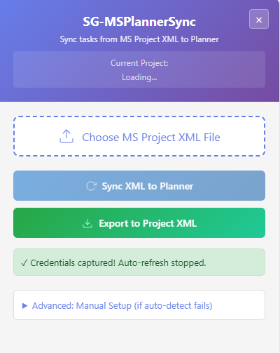 PlannerSync — sync preview showing task changes